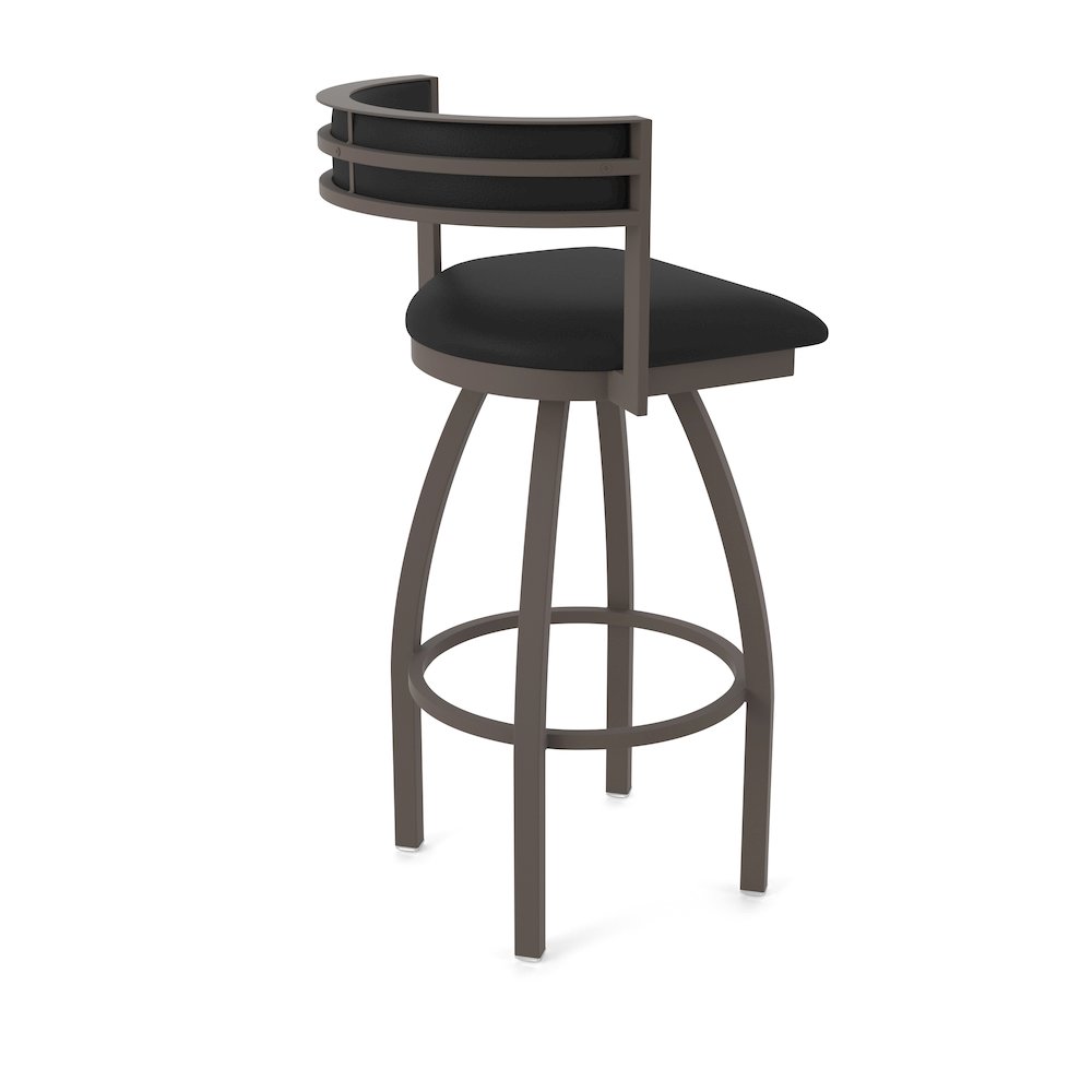 Swivel Bar Stool with Bronze Finish and Black Vinyl Seat and Back