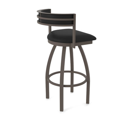Swivel Bar Stool with Bronze Finish and Black Vinyl Seat and Back