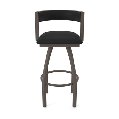Swivel Bar Stool with Bronze Finish and Black Vinyl Seat and Back