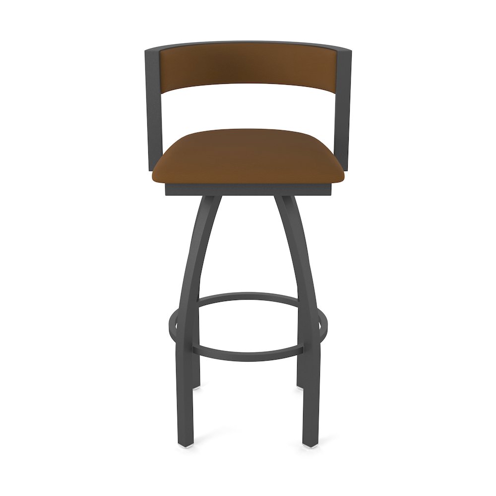 Swivel Bar Stool with Pewter Finish and Canter Thatch Seat and Back