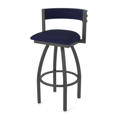 Swivel Bar Stool with Pewter Finish and Canter Twilight Seat and Back