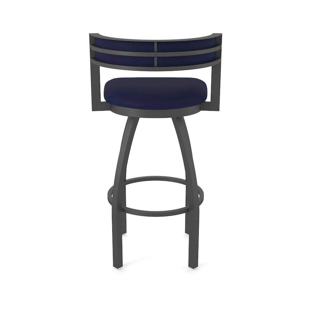 Swivel Bar Stool with Pewter Finish and Canter Twilight Seat and Back