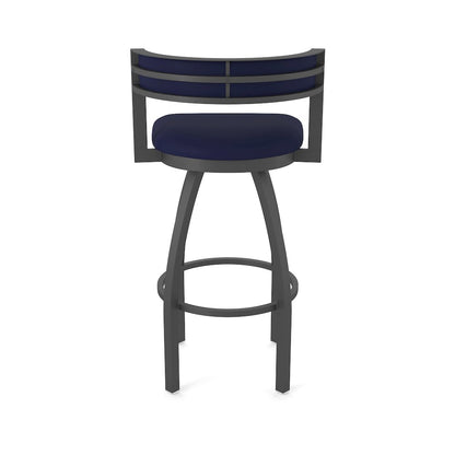 Swivel Bar Stool with Pewter Finish and Canter Twilight Seat and Back