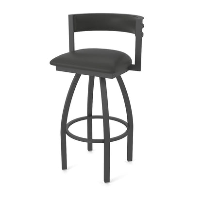 Swivel Bar Stool with Pewter Finish and Canter Iron Seat and Back