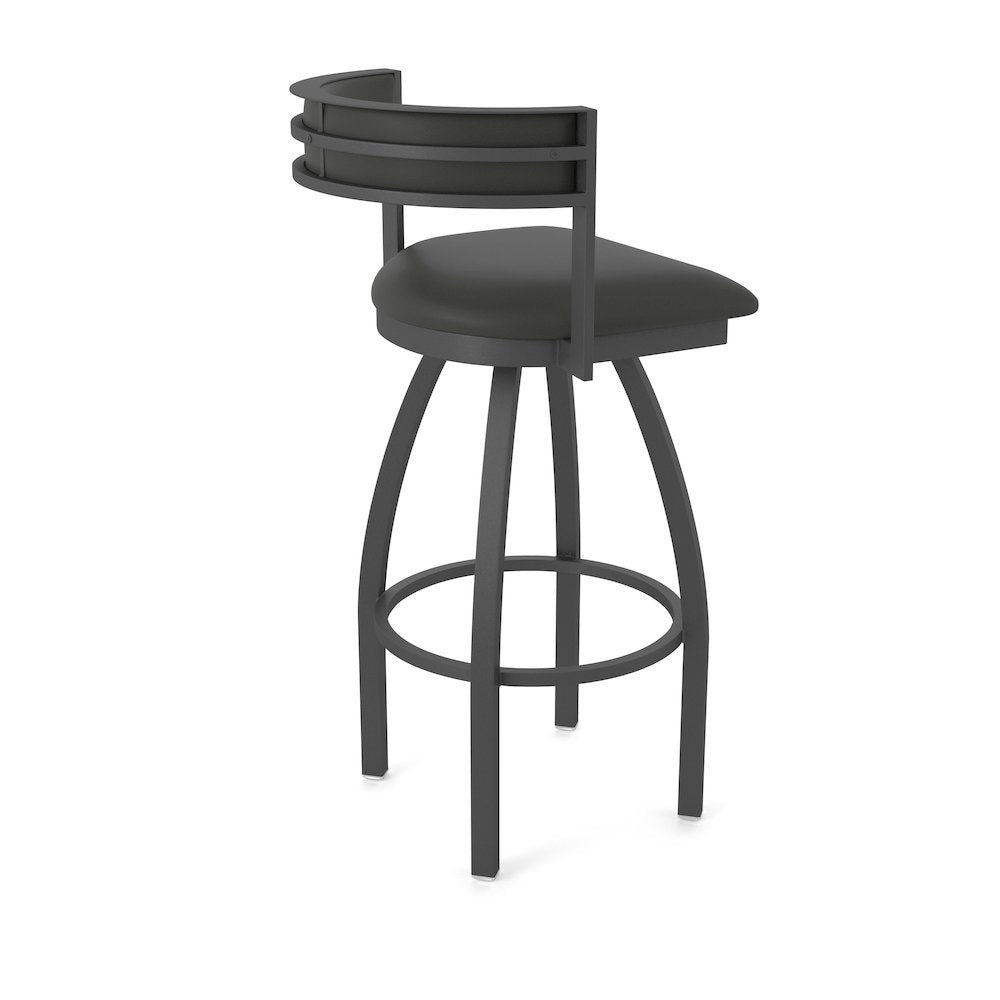 Swivel Bar Stool with Pewter Finish and Canter Iron Seat and Back