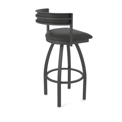 Swivel Bar Stool with Pewter Finish and Canter Iron Seat and Back