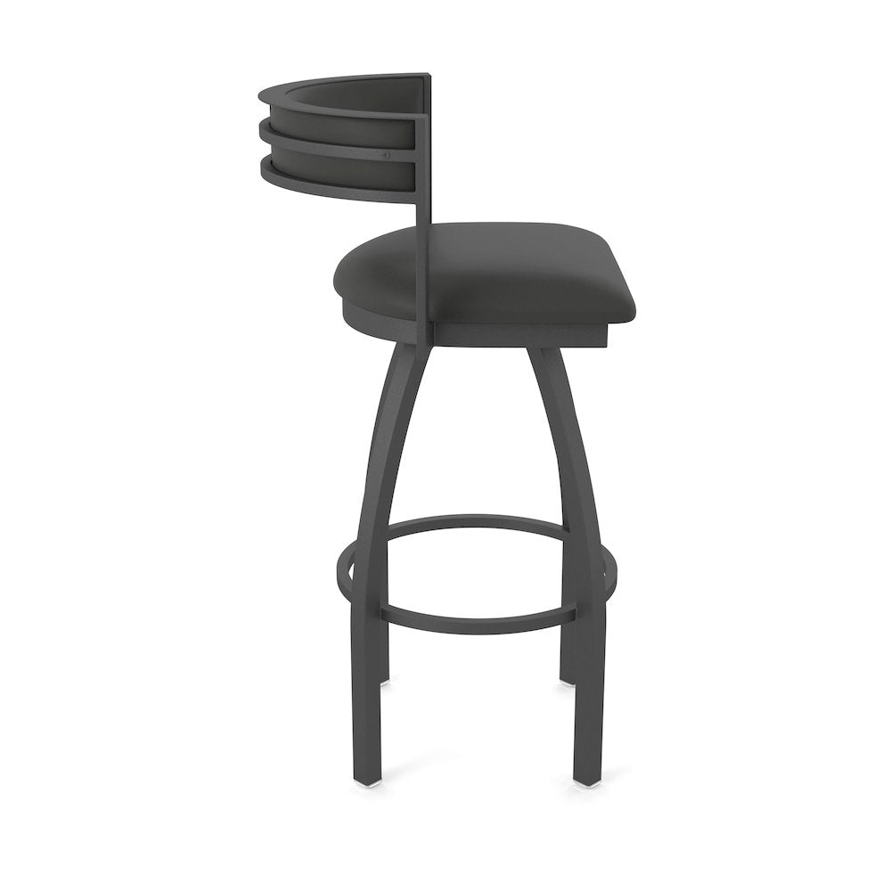 Swivel Bar Stool with Pewter Finish and Canter Iron Seat and Back