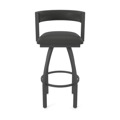 Swivel Bar Stool with Pewter Finish and Canter Iron Seat and Back