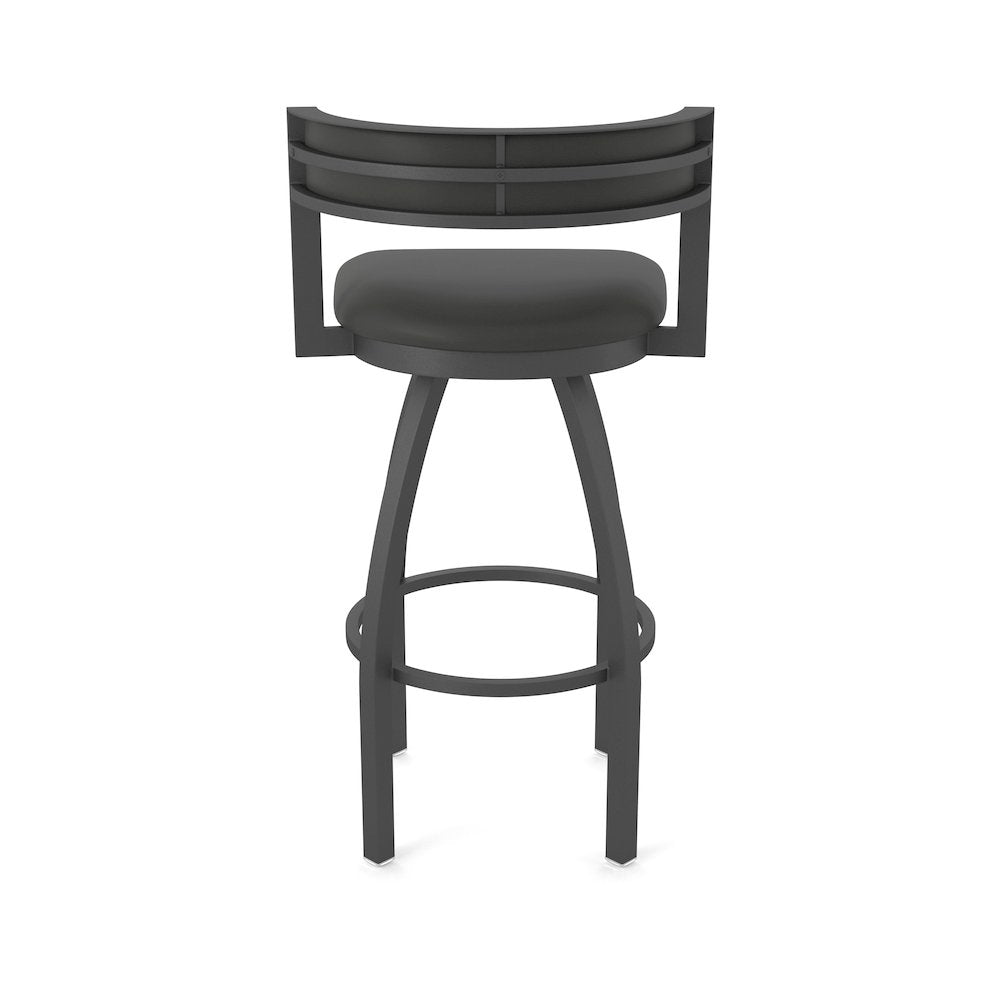 Swivel Bar Stool with Pewter Finish and Canter Iron Seat and Back