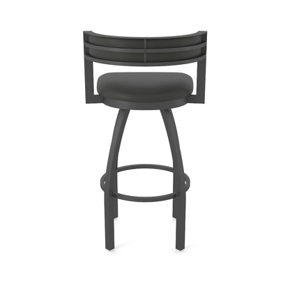 Swivel Bar Stool with Pewter Finish and Canter Iron Seat and Back