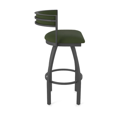 Swivel Bar Stool with Pewter Finish and Canter Pine Seat and Back