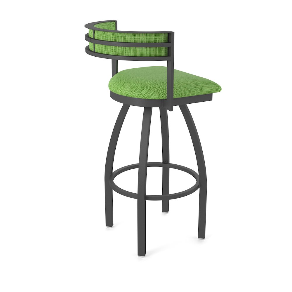 Swivel Bar Stool with Pewter Finish and Graph Parrot Seat and Back