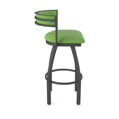 Swivel Bar Stool with Pewter Finish and Graph Parrot Seat and Back