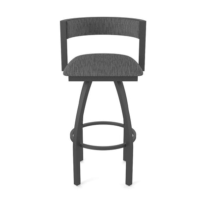 Swivel Bar Stool with Pewter Finish and Graph Coal Seat and Back