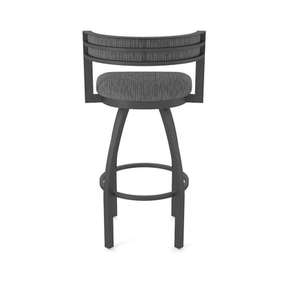 Swivel Bar Stool with Pewter Finish and Graph Coal Seat and Back