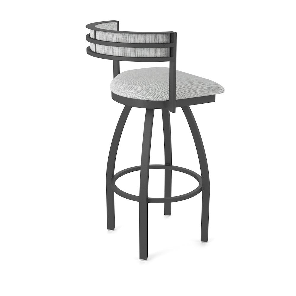 Swivel Bar Stool with Pewter Finish and Graph Alpine Seat and Back