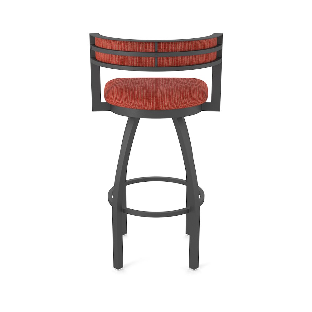 Swivel Bar Stool with Pewter Finish and Graph Poppy Seat and Back