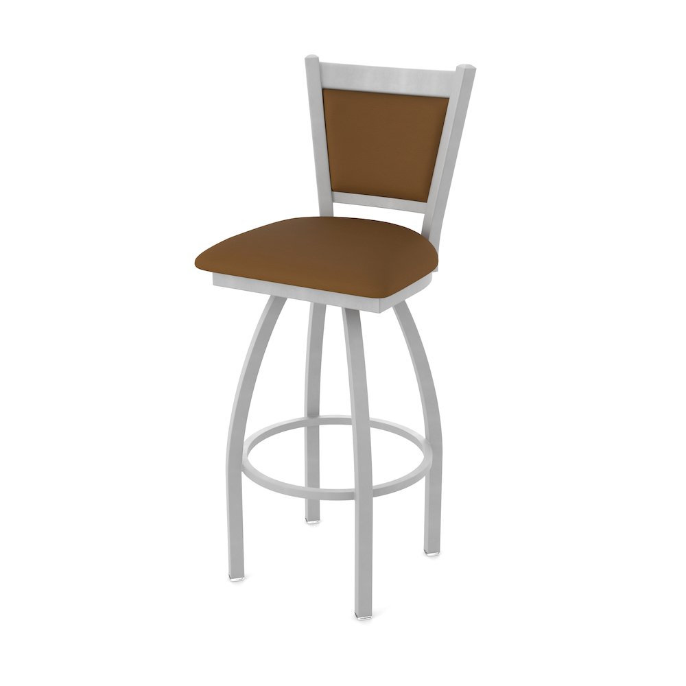 Swivel Bar Stool with Anodized Nickel Finish and Canter Thatch Seat and Back