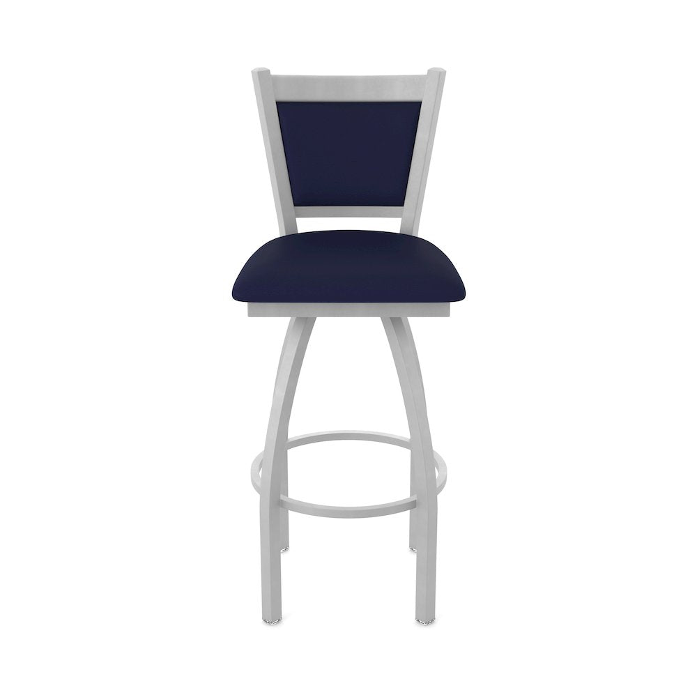 Swivel Bar Stool with Anodized Nickel Finish and Canter Twilight Seat and Back