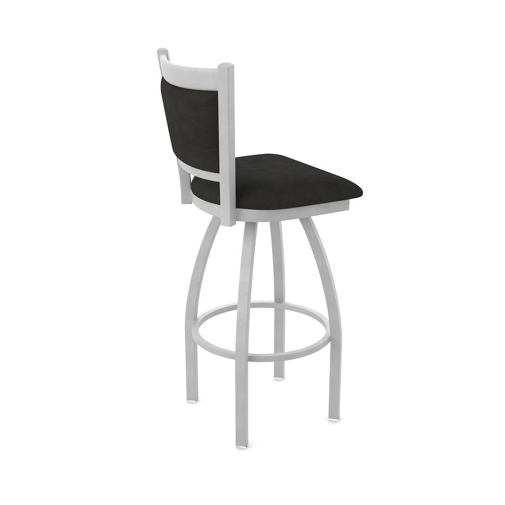 Swivel Bar Stool with Anodized Nickel Finish and Canter Espresso Seat and Back