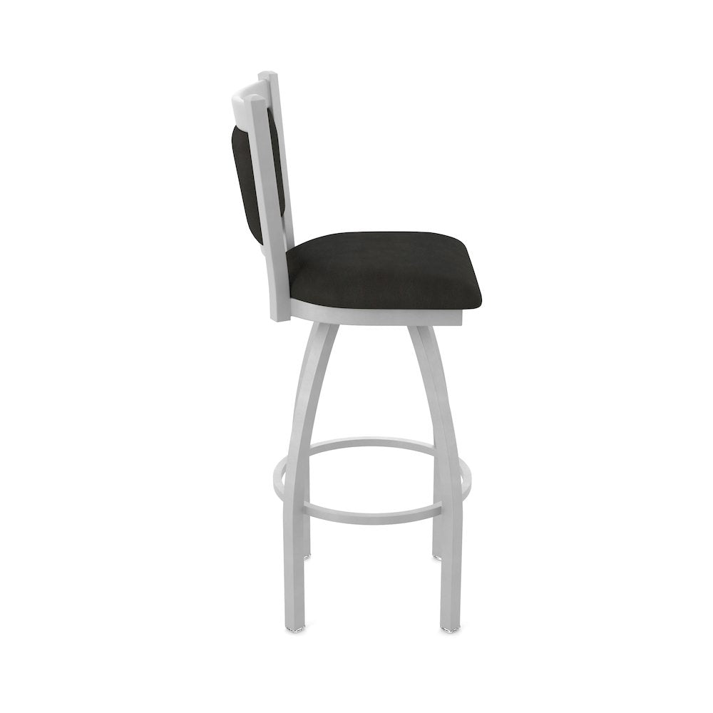 Swivel Bar Stool with Anodized Nickel Finish and Canter Espresso Seat and Back