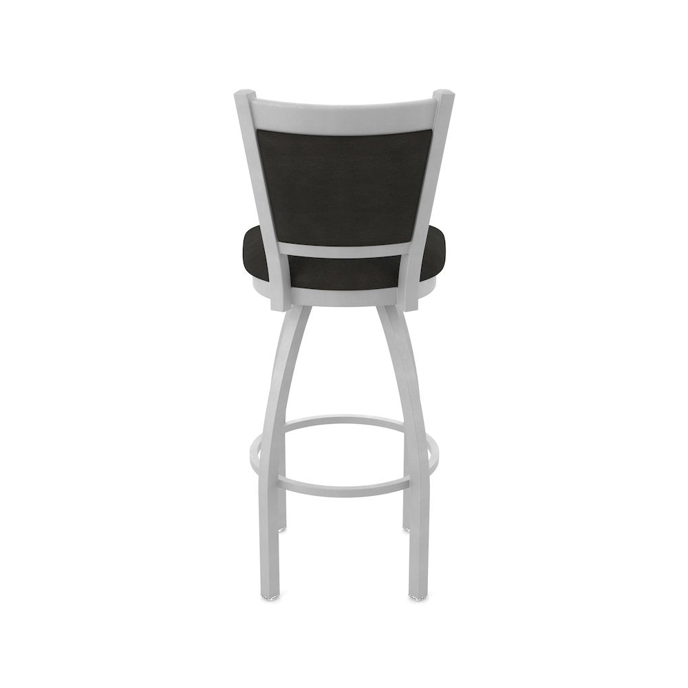 Swivel Bar Stool with Anodized Nickel Finish and Canter Espresso Seat and Back