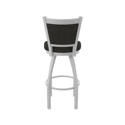 Swivel Bar Stool with Anodized Nickel Finish and Canter Espresso Seat and Back