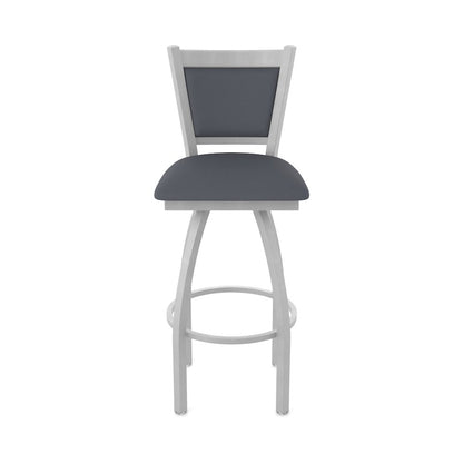 Swivel Bar Stool with Anodized Nickel Finish and Canter Storm Seat and Back