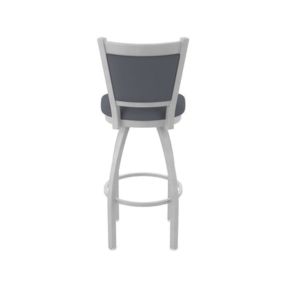 Swivel Bar Stool with Anodized Nickel Finish and Canter Storm Seat and Back