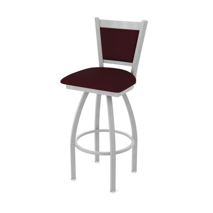 Swivel Bar Stool with Anodized Nickel Finish and Canter Bordeaux Seat and Back