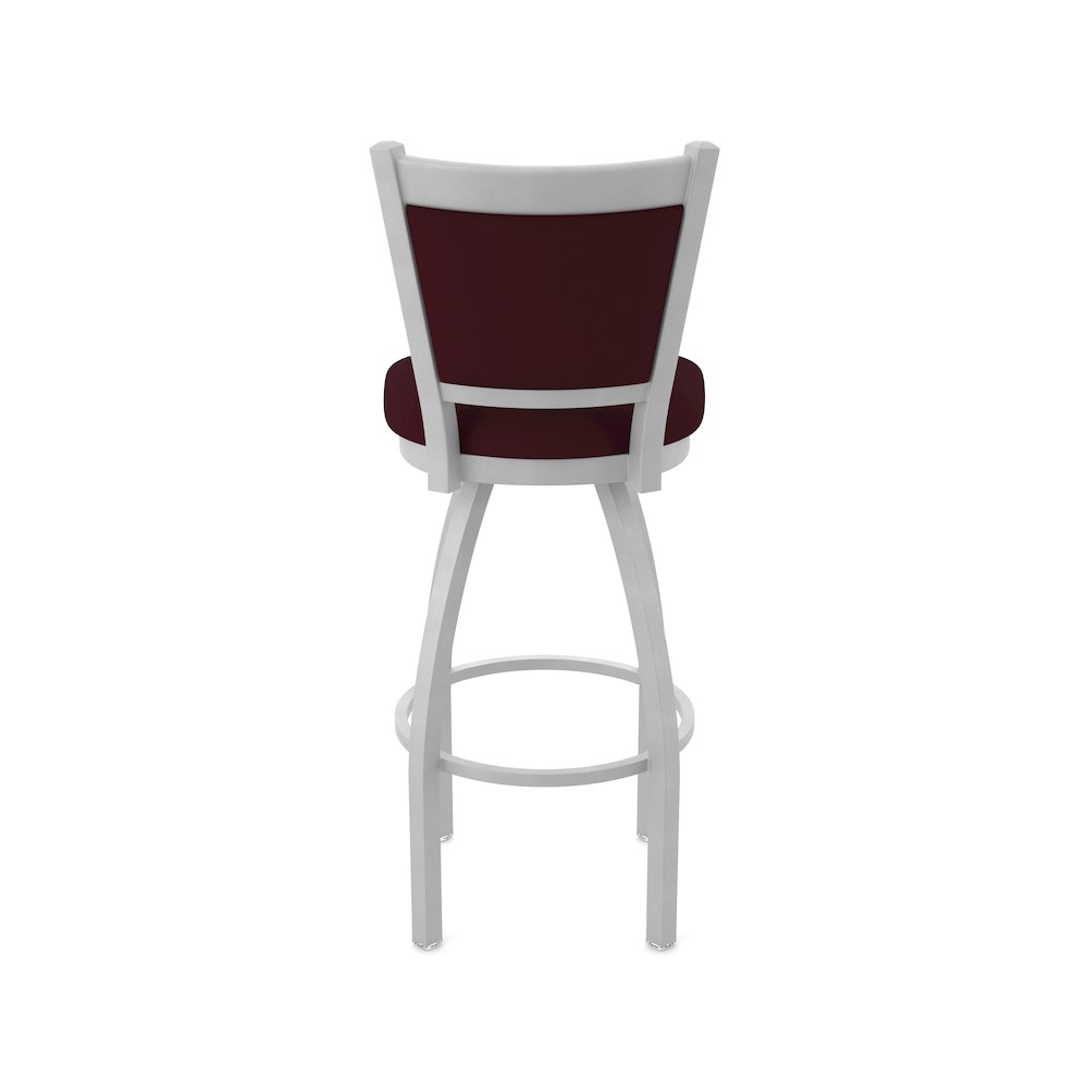 Swivel Bar Stool with Anodized Nickel Finish and Canter Bordeaux Seat and Back