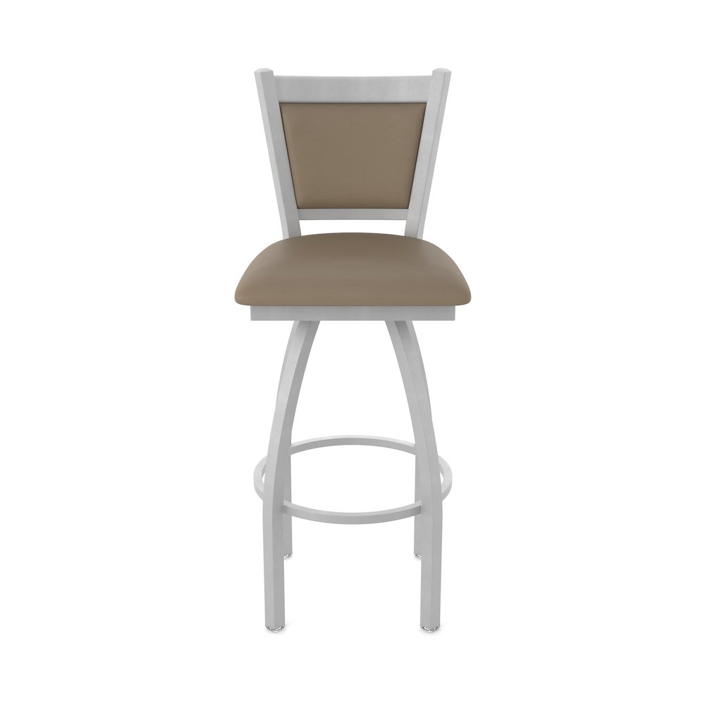 Swivel Bar Stool with Anodized Nickel Finish and Canter Earth Seat and Back