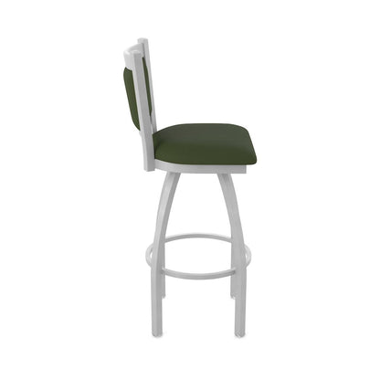 Swivel Bar Stool with Anodized Nickel Finish and Canter Pine Seat and Back
