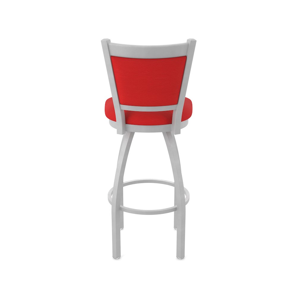 Swivel Bar Stool with Anodized Nickel Finish and Canter Red Seat and Back