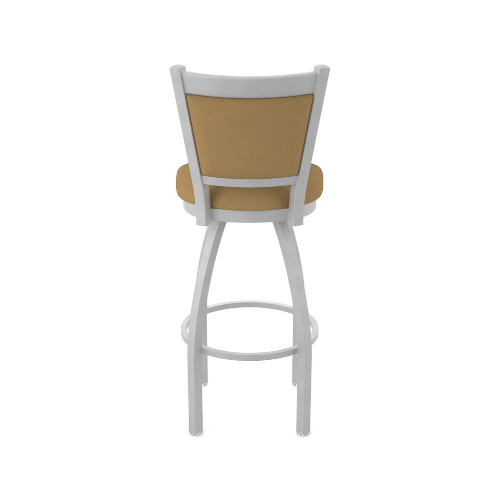 Swivel Bar Stool with Anodized Nickel Finish and Canter Saddle Seat and Back