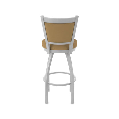 Swivel Bar Stool with Anodized Nickel Finish and Canter Saddle Seat and Back
