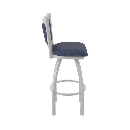 Swivel Bar Stool with Anodized Nickel Finish and Graph Anchor Seat and Back