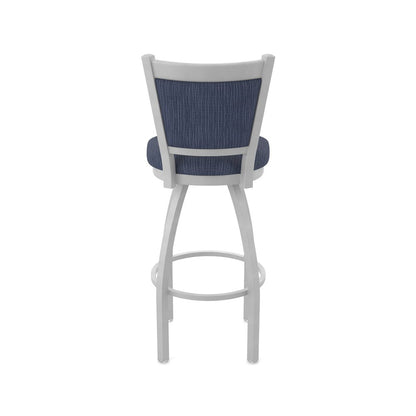 Swivel Bar Stool with Anodized Nickel Finish and Graph Anchor Seat and Back