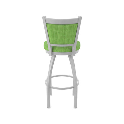 Swivel Bar Stool with Anodized Nickel Finish and Graph Parrot Seat and Back
