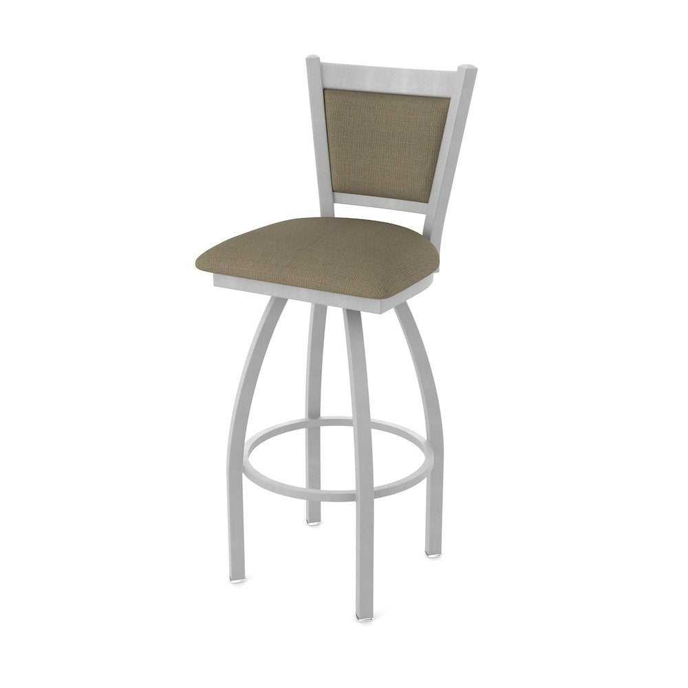 Swivel Bar Stool with Anodized Nickel Finish and Graph Cork Seat and Back