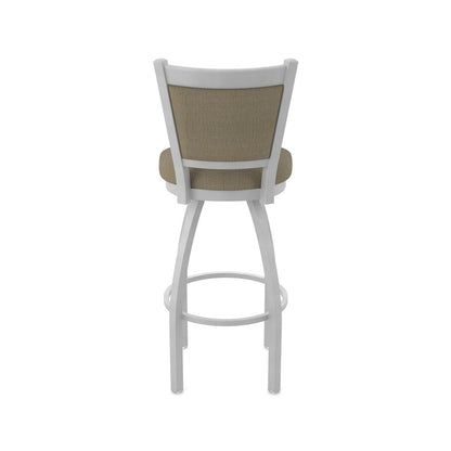 Swivel Bar Stool with Anodized Nickel Finish and Graph Cork Seat and Back