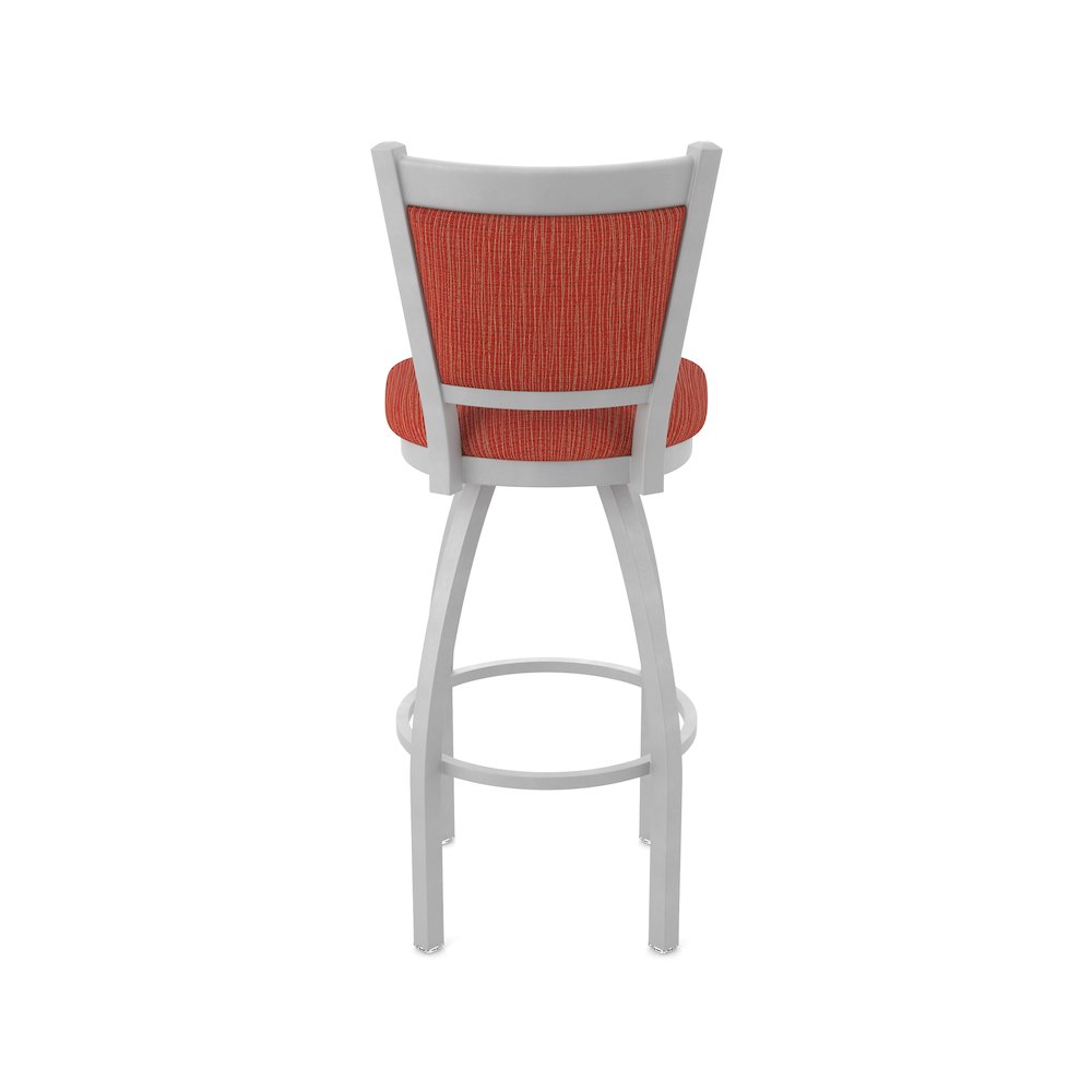 Swivel Bar Stool with Anodized Nickel Finish and Graph Poppy Seat and Back