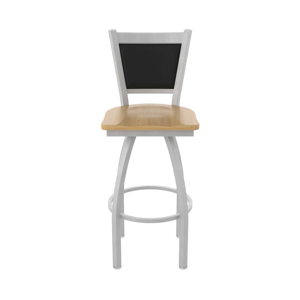 Swivel Bar Stool with Anodized Nickel Finish and Natural Maple Seat