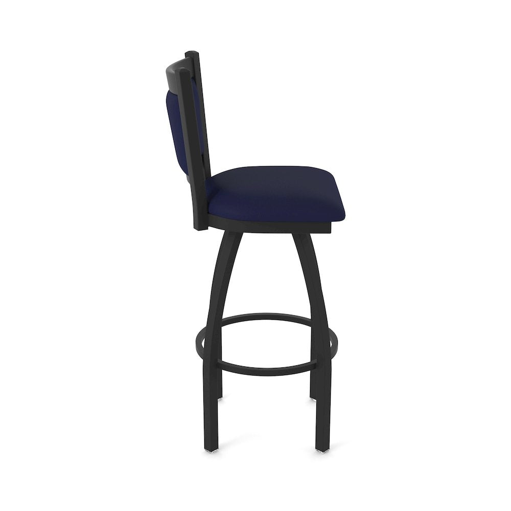 Swivel Bar Stool with Black Wrinkle Finish and Canter Twilight Seat and Back