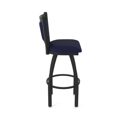 Swivel Bar Stool with Black Wrinkle Finish and Canter Twilight Seat and Back