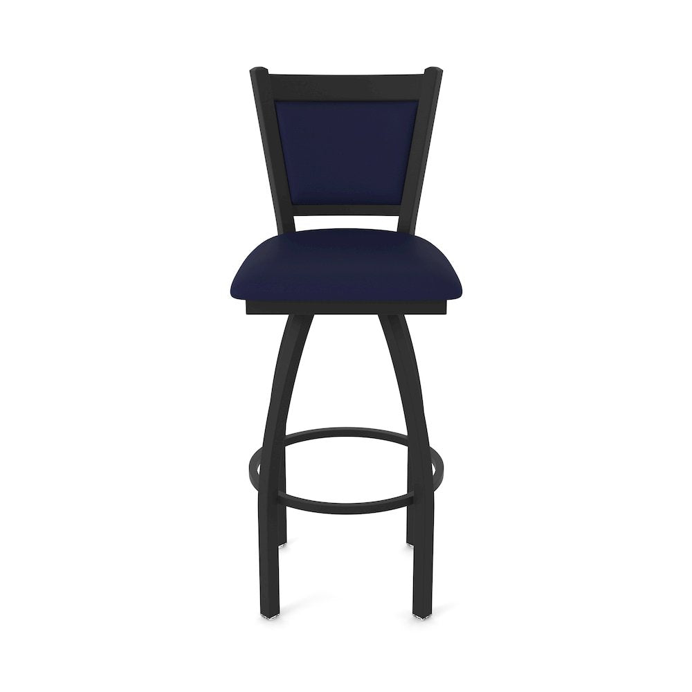Swivel Bar Stool with Black Wrinkle Finish and Canter Twilight Seat and Back