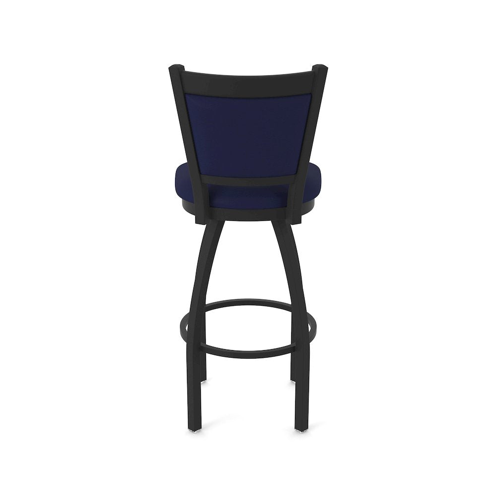 Swivel Bar Stool with Black Wrinkle Finish and Canter Twilight Seat and Back