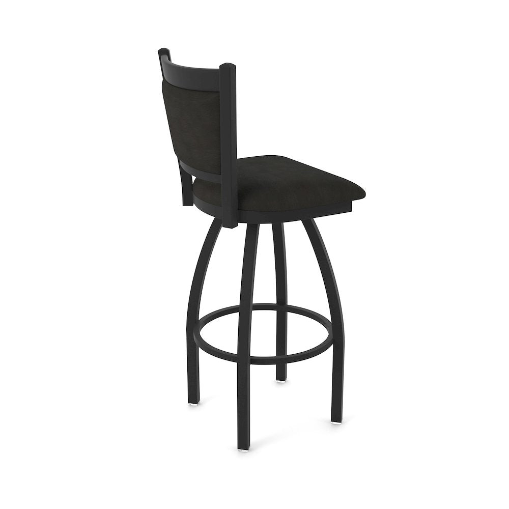 Swivel Bar Stool with Black Wrinkle Finish and Canter Espresso Seat and Back