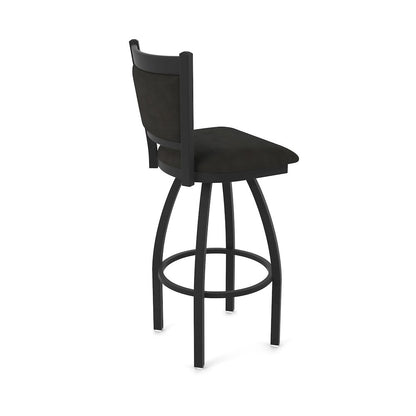Swivel Bar Stool with Black Wrinkle Finish and Canter Espresso Seat and Back