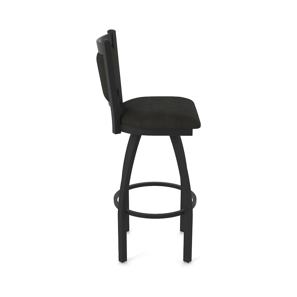 Swivel Bar Stool with Black Wrinkle Finish and Canter Espresso Seat and Back